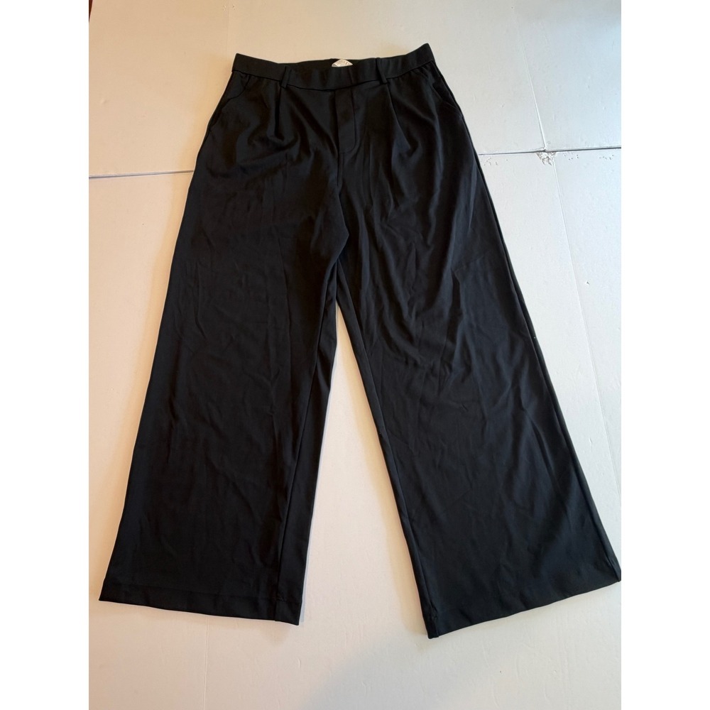 Halara Black Wide Leg Pleated Trousers Petite Large High Waisted Work Pants